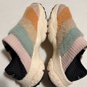 Anthropology Flower Mountain Camp Faux Shearling Slip on Sneakers